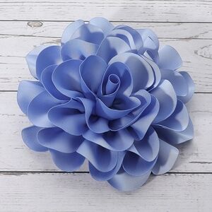 Blue Fabric Peony Flower Brooch Pin Hairpin 3D Womens Statement Accessory Grey